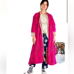 Magnolia Pearl O’Leary velvet coat in pink